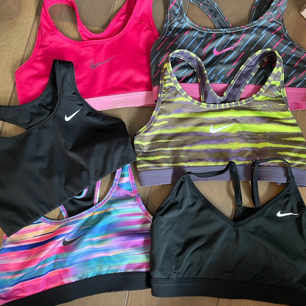 Nike Women's Lot of 6 Dri-Fit Sports Bras Medium Support size S small M medium